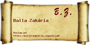 Balla Zakária névjegykártya
